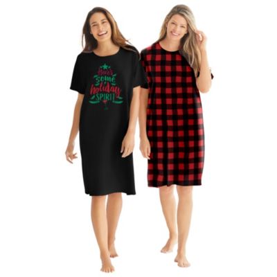 Dreams and Co. Plus Size 2-Pack Short-Sleeve Sleepshirt