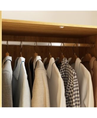 Wardrobe Freestanding Coat Storage Cabinet with 2-Tier Drawers and Hanging Bar