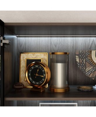 10-Shelf Bookshelf With Glass Doors, LED Lights, Drawers