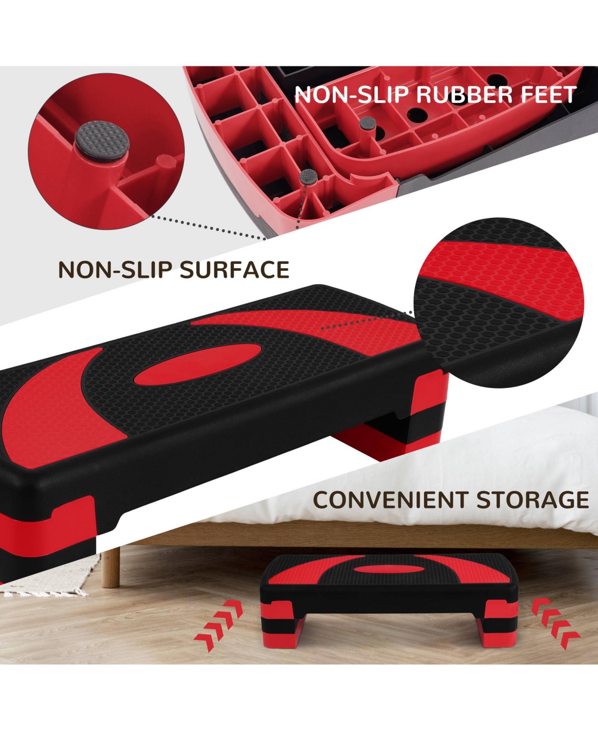 BalanceFrom Fitness Adjustable Workout Aerobic Step Platform Trainer w/Raisers