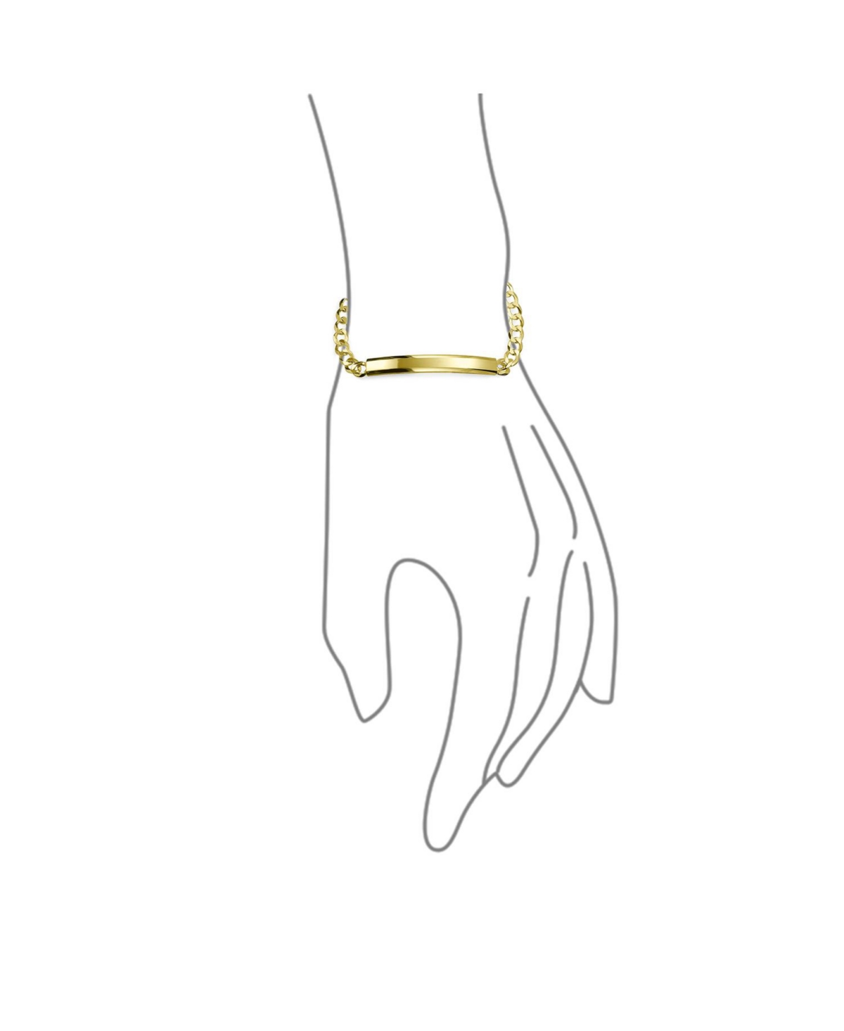 Bling Jewelry Bar Name Plated identification Id Bracelet For Men 5 Mm Miami Cuban Curb Link Chain Link 180 Gauge .925 14K Yellow Gold Plated Sterling