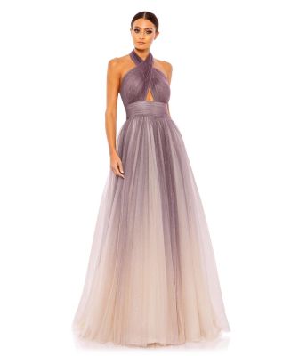 【Mac Duggal】グリッターオンブレ ホルターネック ボールガウン Mac Duggal Women's Glitter Ombre Halter Neck Ballgown - Macy's