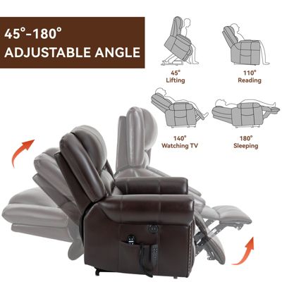 Fiber Foam And Polyester Fiber Pad Up to 350 LBS Power Lift Recliner Chair with Heat Massage and USB Ports