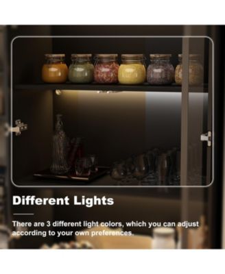 LED Lights Buffet Display Cabinet Bookcase With Glass Doors, Aluminum Framed