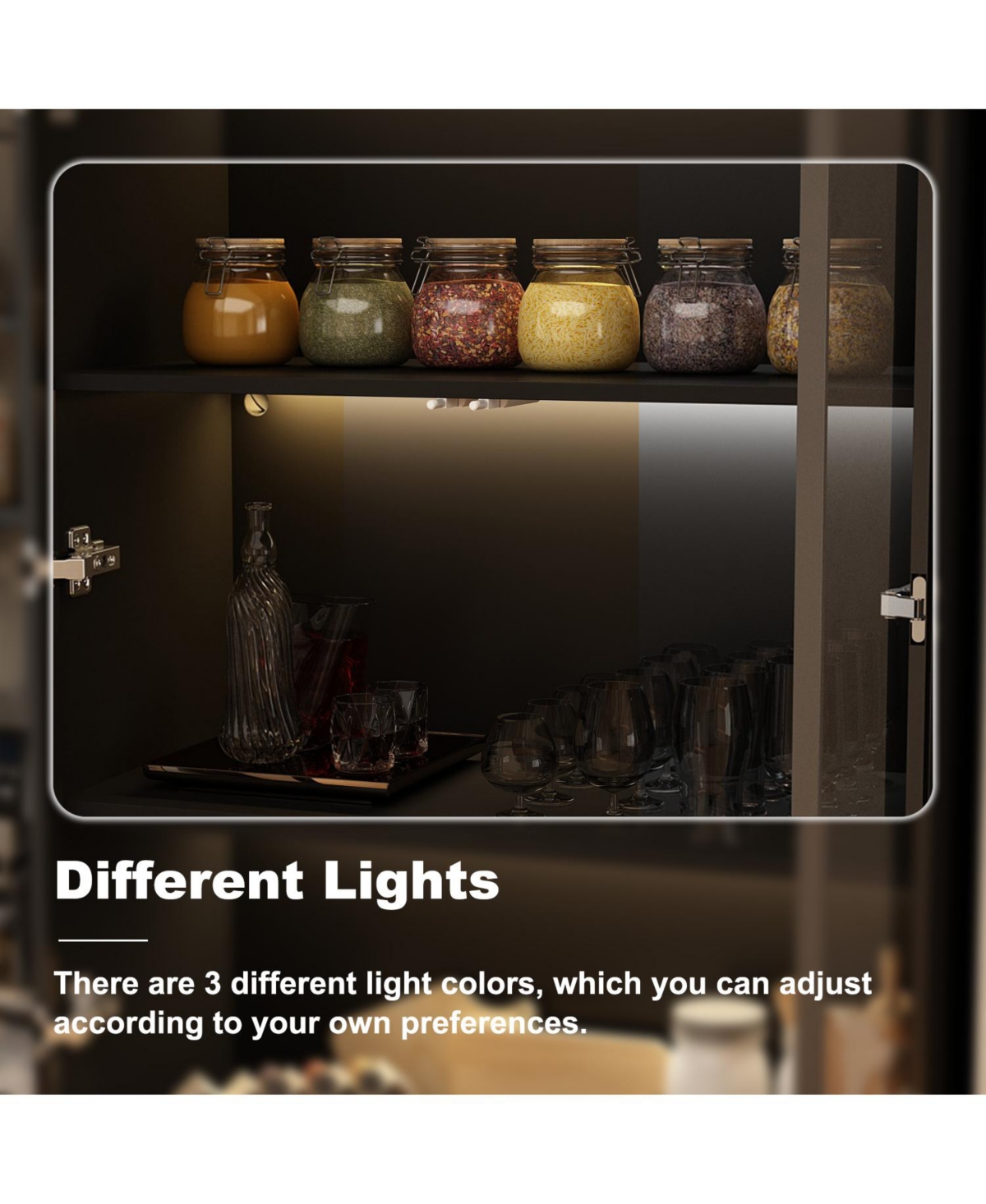 Homsee Led Lights Buffet Display Cabinet Bookcase With Glass Doors, Aluminum Framed