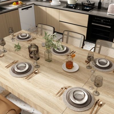 Retangular Wood Grain Wooden Dining Table with Wooden Frame