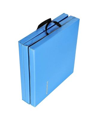 GoGym 6x2ft Folding 3 Panel Exercise Mat with Handles, Blue