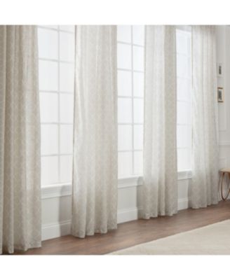 Premium 2-Panel Light Filtering Curtains - Semi Sheer for Living Room, Bedroom, Kitchen - 52" x 63" - Ogee Beige