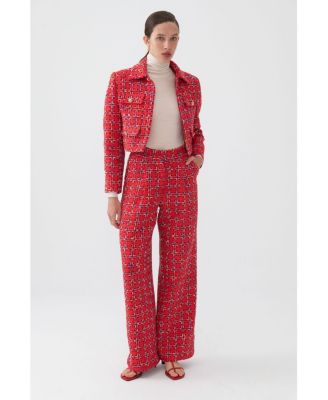 Women's High-Waist Tweed Pants