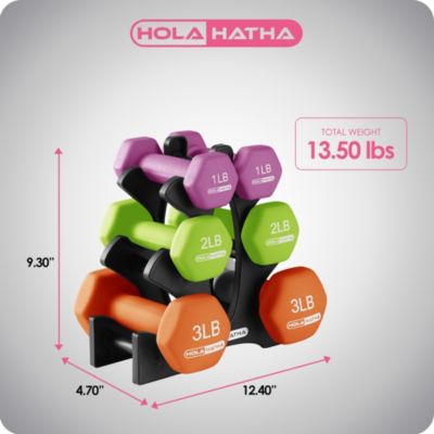 1, 2 and 3 lb Neoprene Dumbbell Strength Training Weight Set with Rack