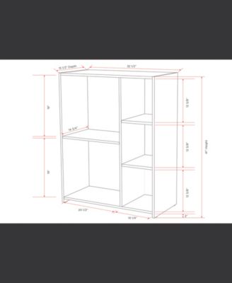 Moreno 5 - Cube Wood Open Shelf Organizer Storage Bookcase, Gray/White