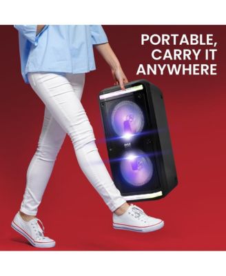 Portable PA Speaker & Microphone System With LED Party Lights, Bluetooth, & FM Radio, 600 Watt