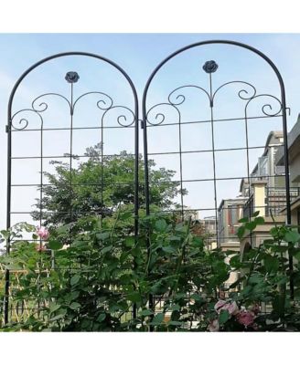 4-Pack Metal Garden Trellis for Climbing Plants – 86.7'' x 19.7'', Rustproof Black Plant Support, Rose Trellis Netting