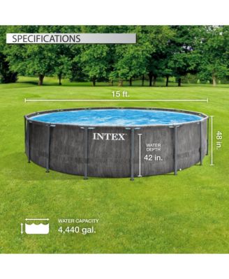 Greywood Prism Frame 15'x48" Round Above Ground Outdoor Swimming Pool Set