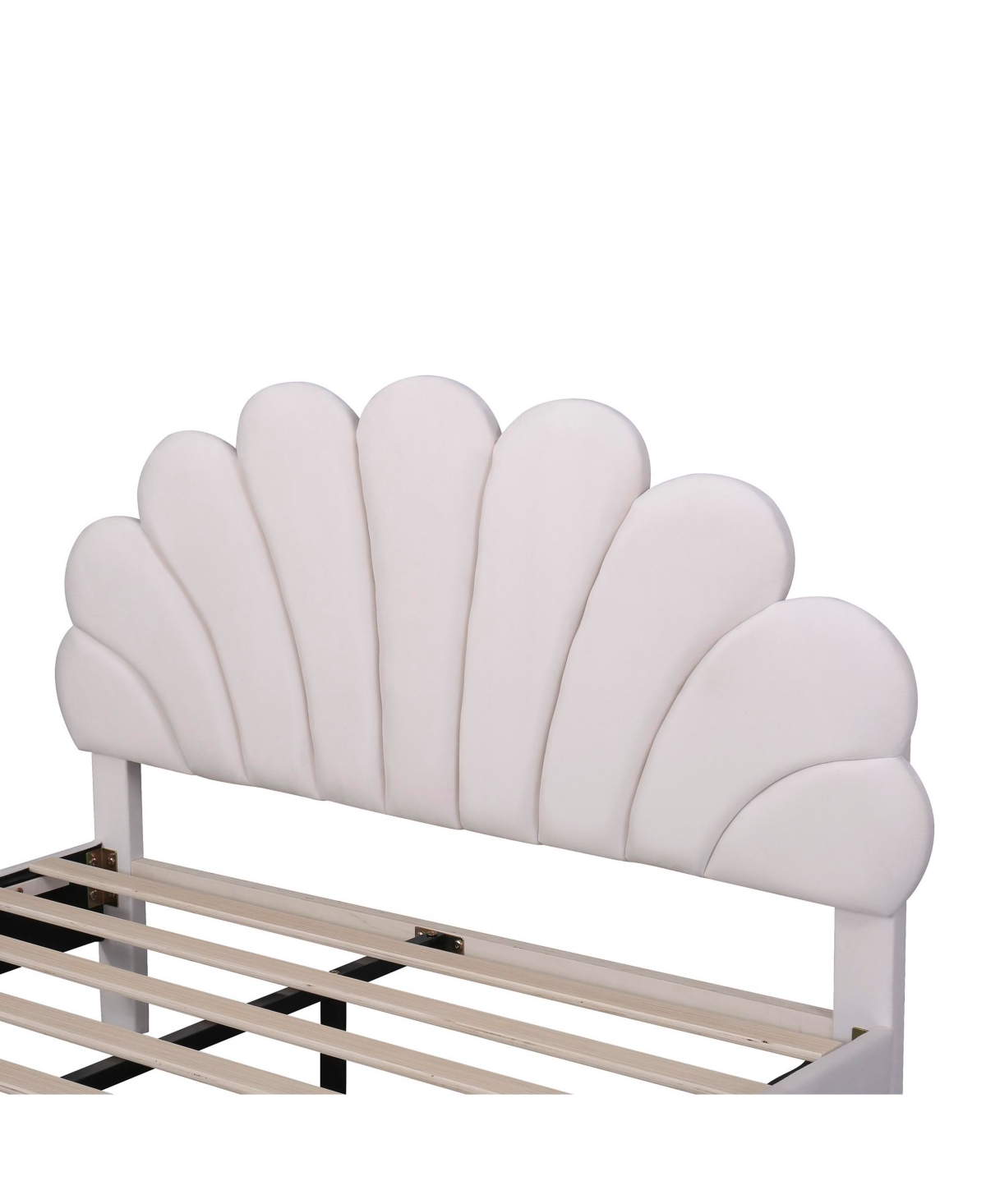 Slickblue Full Size Upholstered Platform Bed with Flower Pattern Velvet Headboard