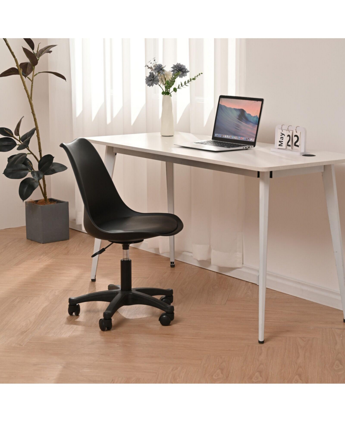 SlickbluePp Adjustable Height Office Chair with Wheels - Ergonomic Office Seating - Black
