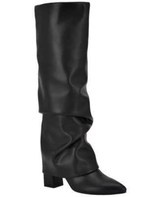 GUESS Women's Geima Knee-High Foldover Slouch Tall Block Heel Dress Boots - Macy's 