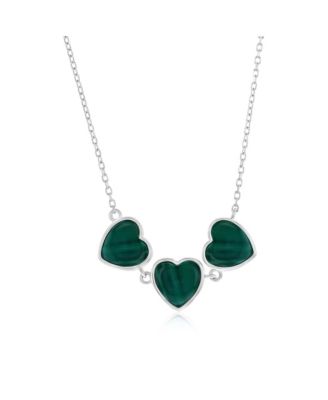 Sterling Triple Heart Necklace (Available in Lapis, Malachite or Kyanite)