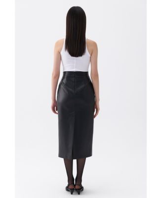 Women's High Waist Faux Leather Skirt