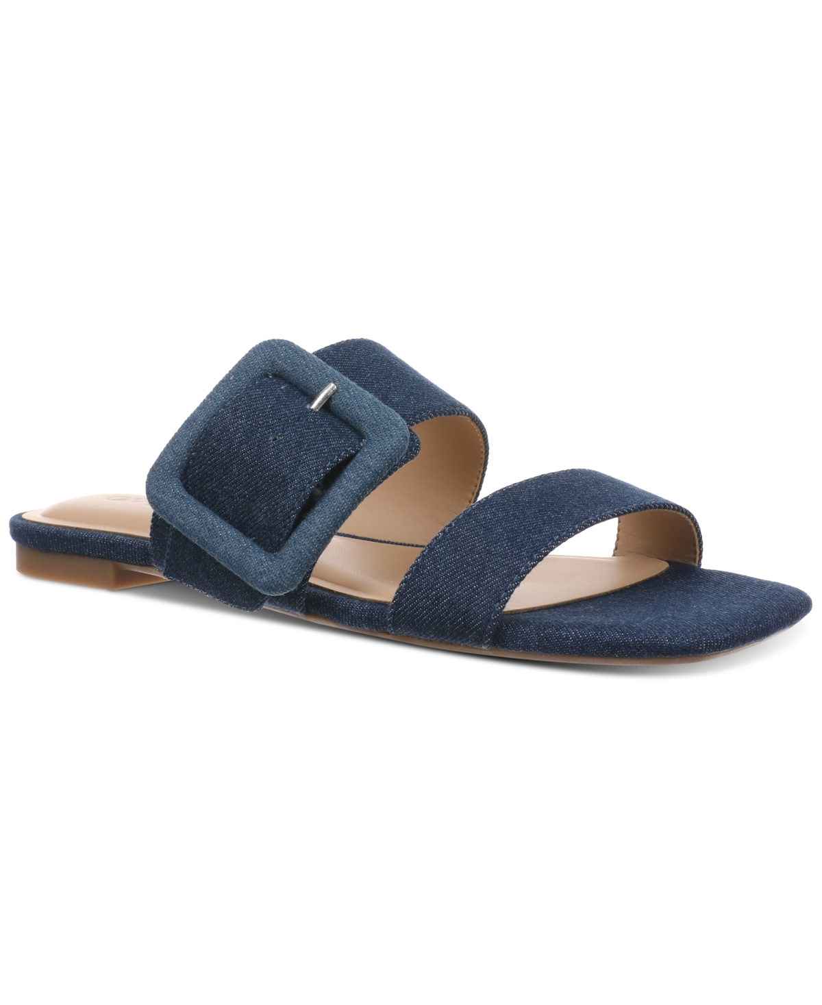 On 34th Women's Paulina Buckled Two-band Flat Sandals, Created For Macy's In Denim Fabric