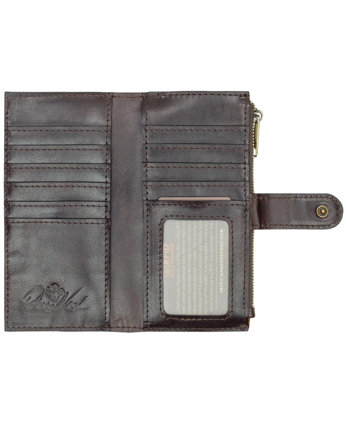 Shop Patricia Nash Nazari Leather Wallet In Chocolate