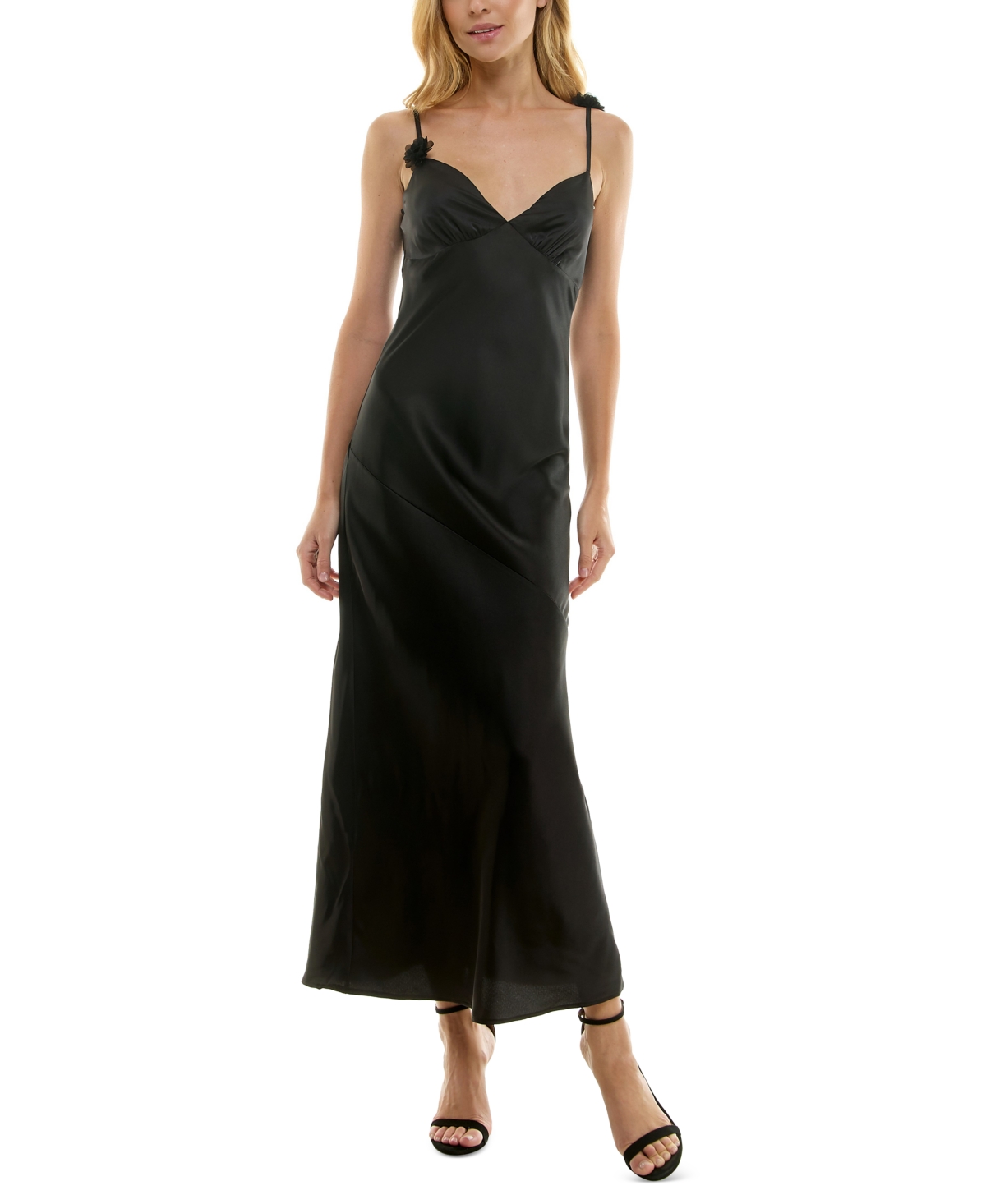Junors' Rosette-Trim Tie-Back Maxi Dress - Black