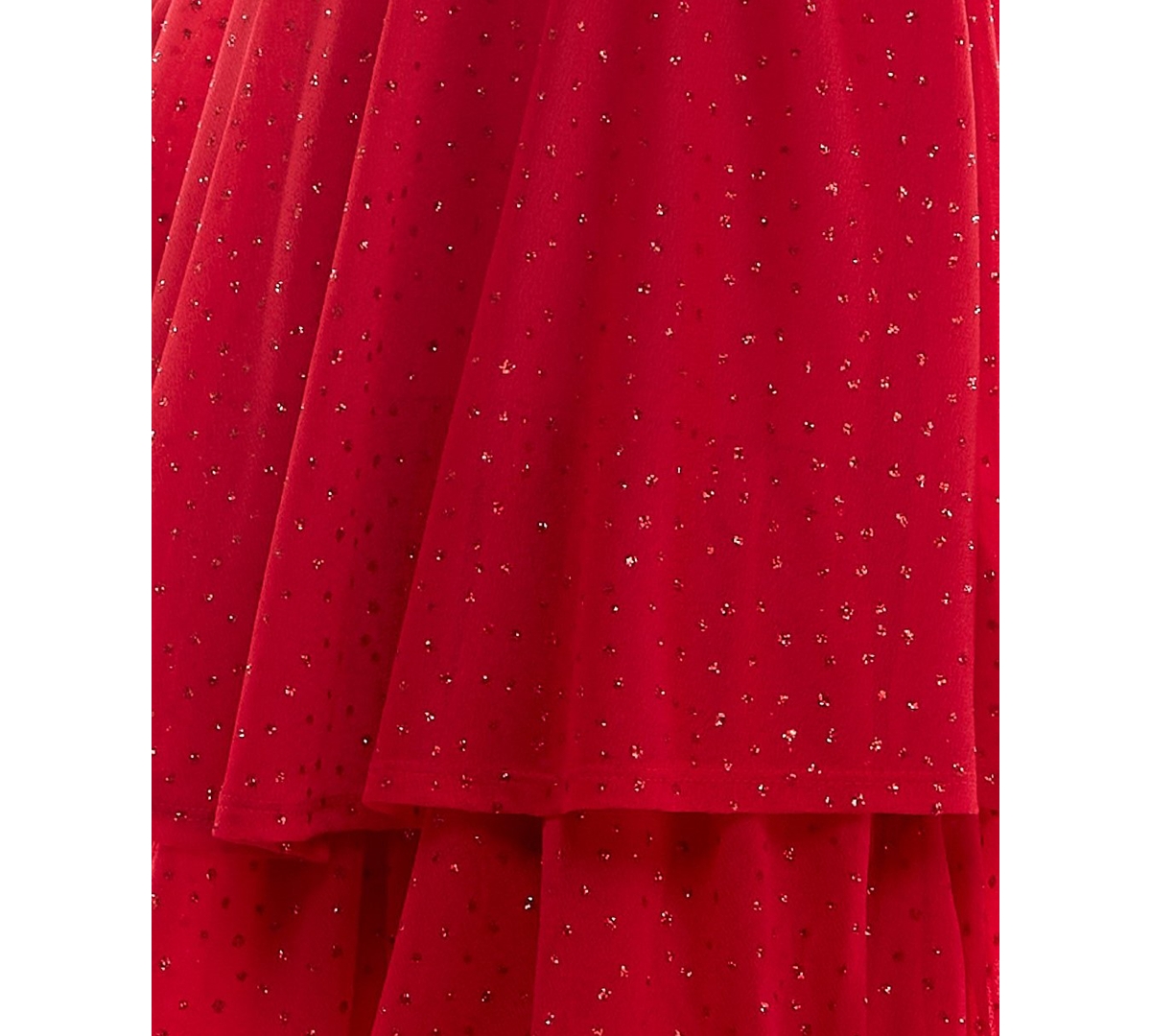 Crystal Dot Juniors' Glitter-Dot Bow-Trim Long-Sleeve Dress