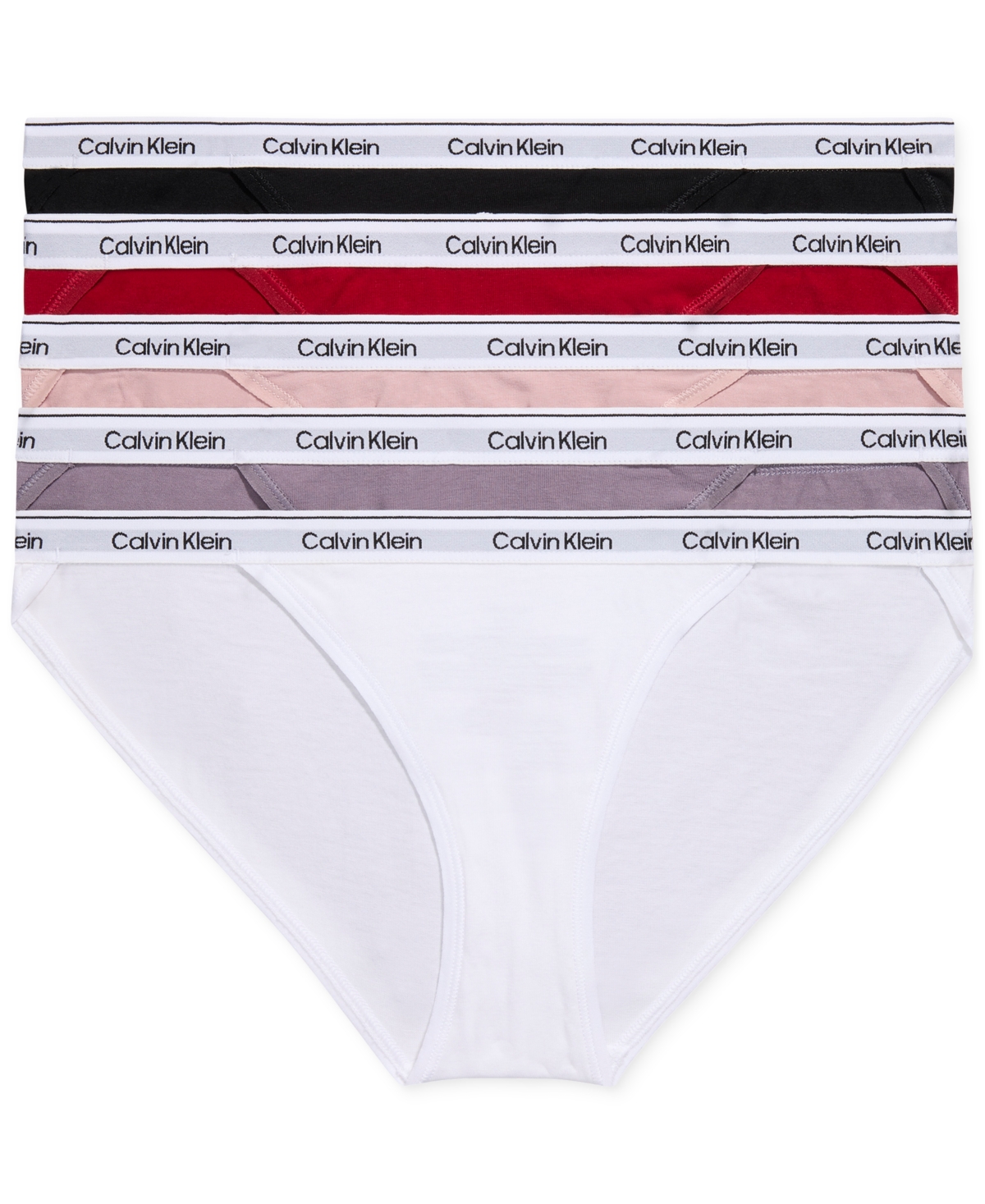 Calvin Klein Women's 5-Pk. Modern Logo String Bikini Underwear  -orchid Bliss/white/subdued/juneber
