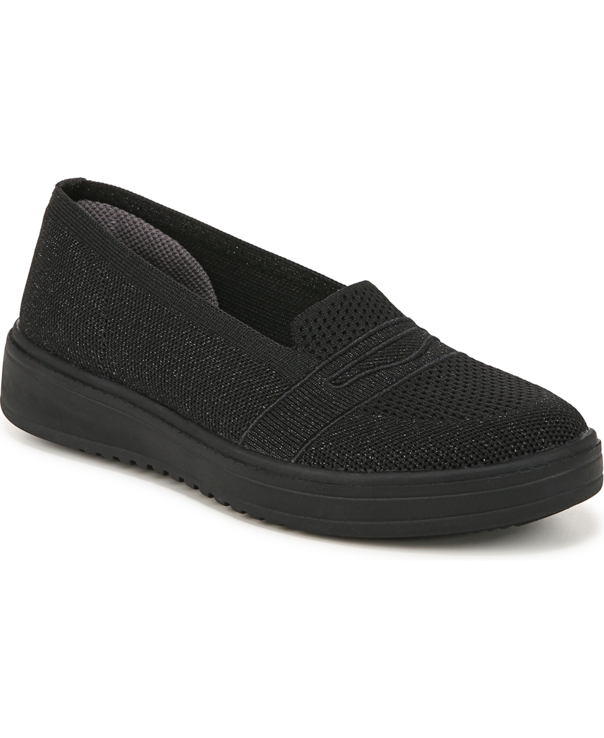 BZees Valley Washable Penny Platform Loafers -Black Stretch Knit Fabric