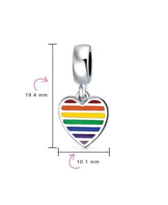 Inspirational Heart Rainbow Symbol Dangle Charm Bead Sterling Silver Fits European Bracelet