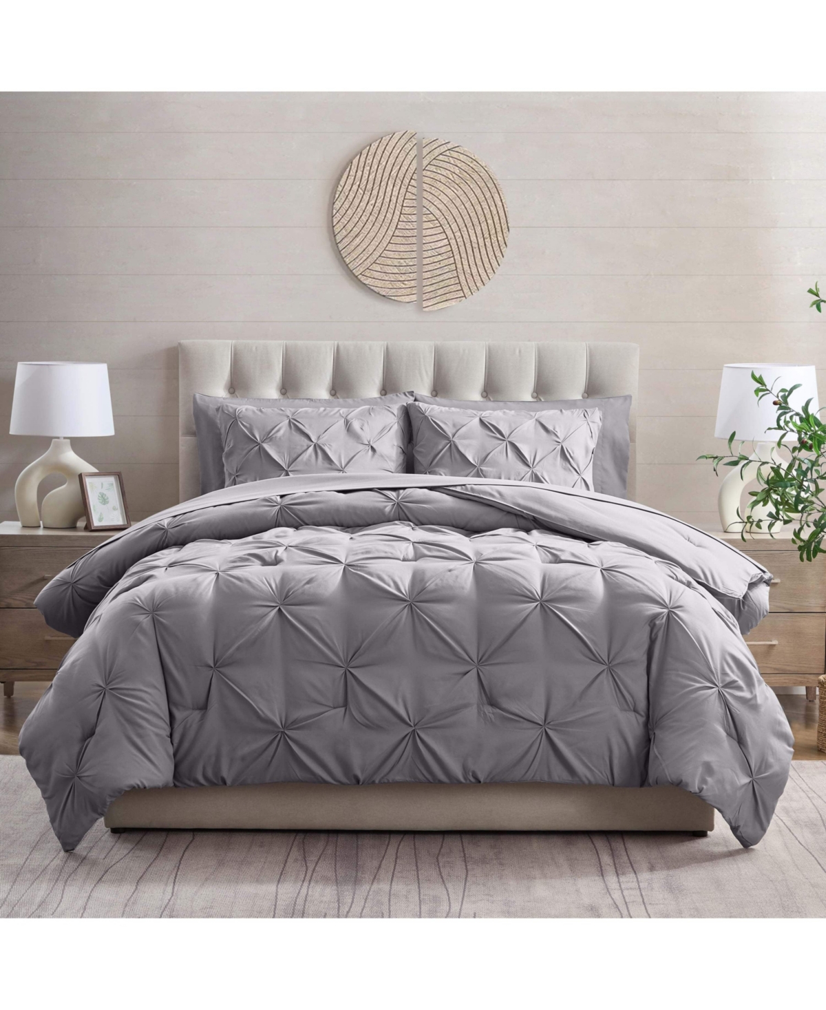 Clara Clark 7 Piece Pinch Pleat Complete Bed in a Bag - - Beige