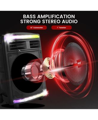 10” Bluetooth PA Speaker System With Rechargeable Battery, Party Lights & FM Radio, 600 Watt