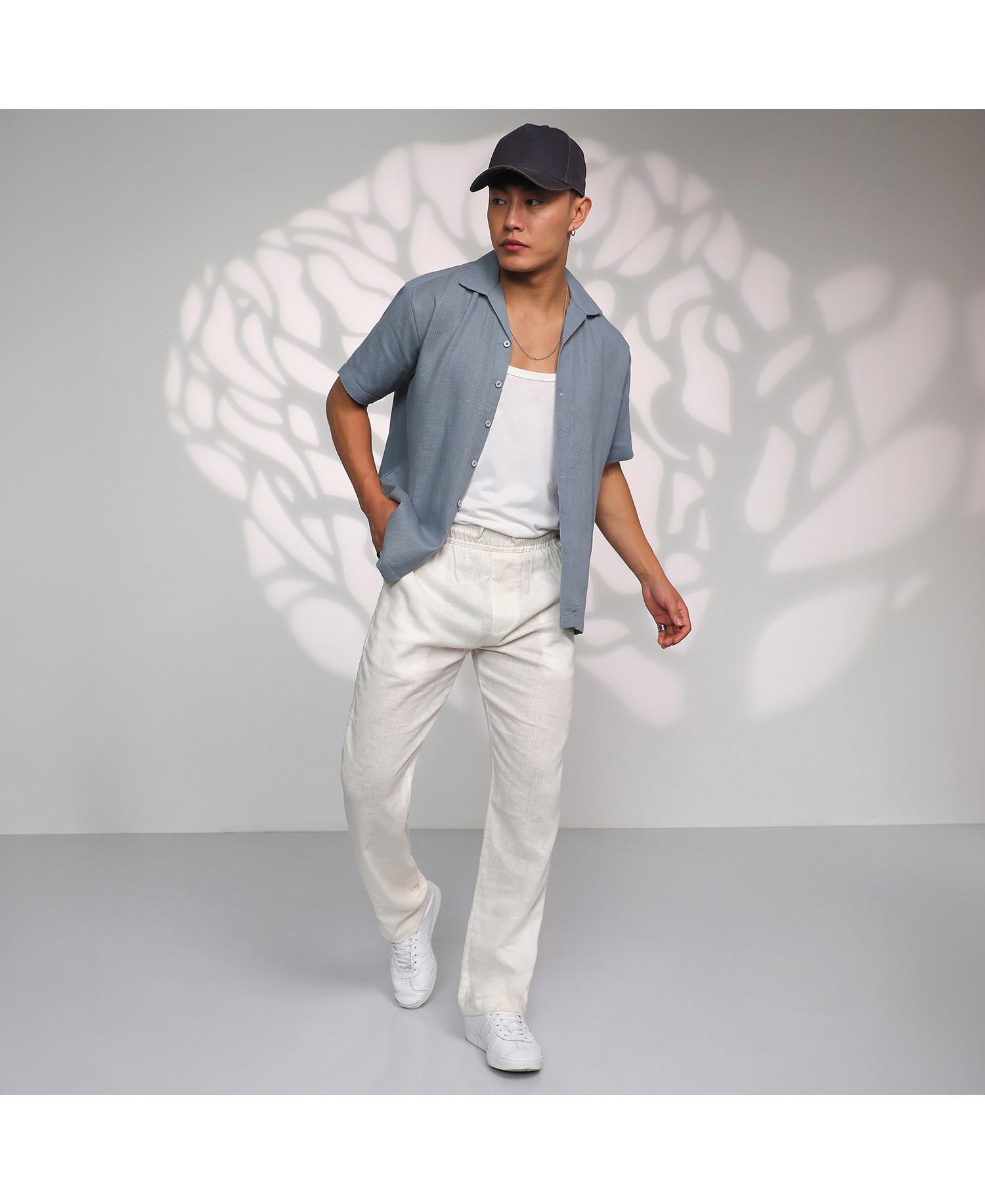 Men's Cloud Grey Solid Resort Shirt