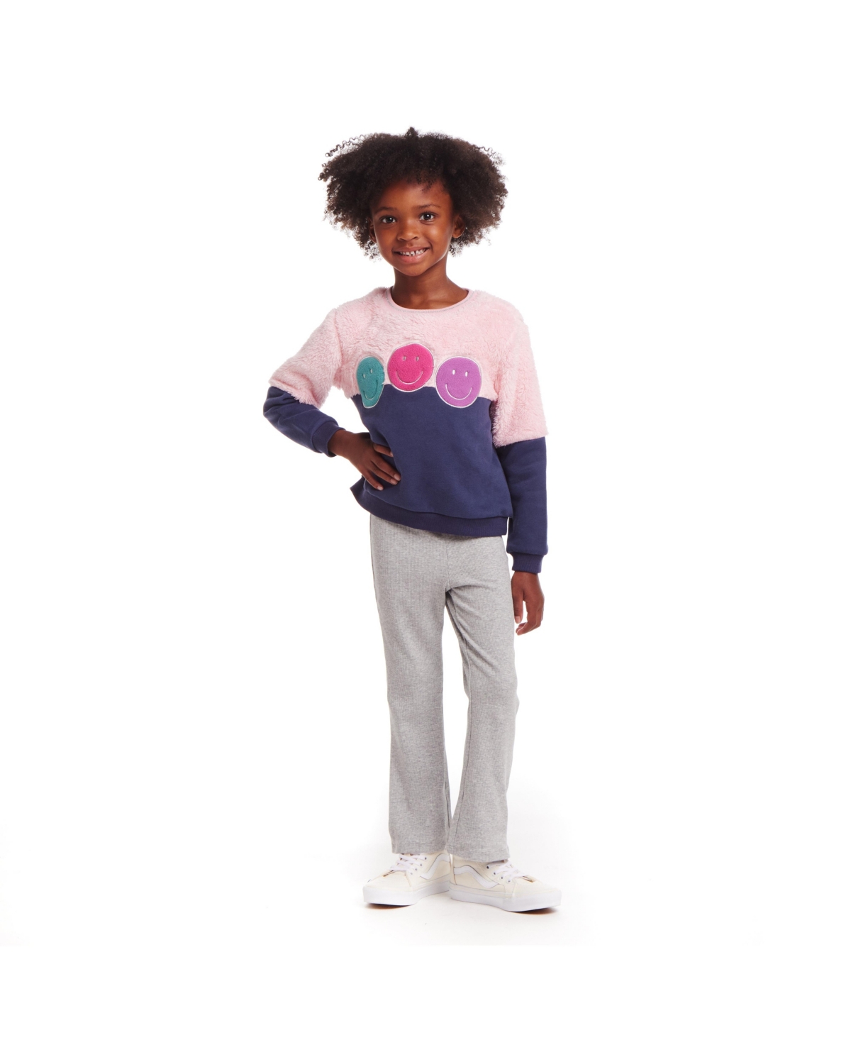 Andy & Evan Little Girls Toddler/Child Smiley Crewneck & Flare Legging Set