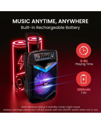 10” Bluetooth Portable PA Speaker With Rechargeable Battery, Party Lights & Microphone, 600 Watt