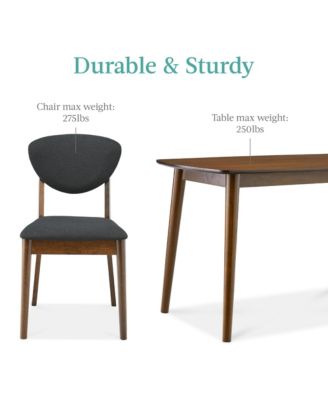 5-Piece Compact Mid-Century Dining Set with Wooden Table and Padded Chairs