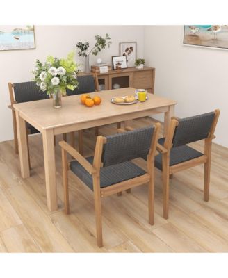 Stackable Dining Chair Set of 4 w/ Breathable Backrest Adjustable Foot Pads