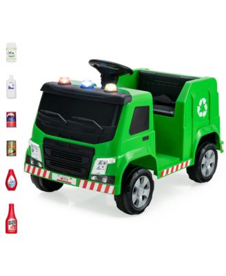 12V Recycling Garbage Truck Electric Ride On Toy Remote w/Recycling Accessories Yellow