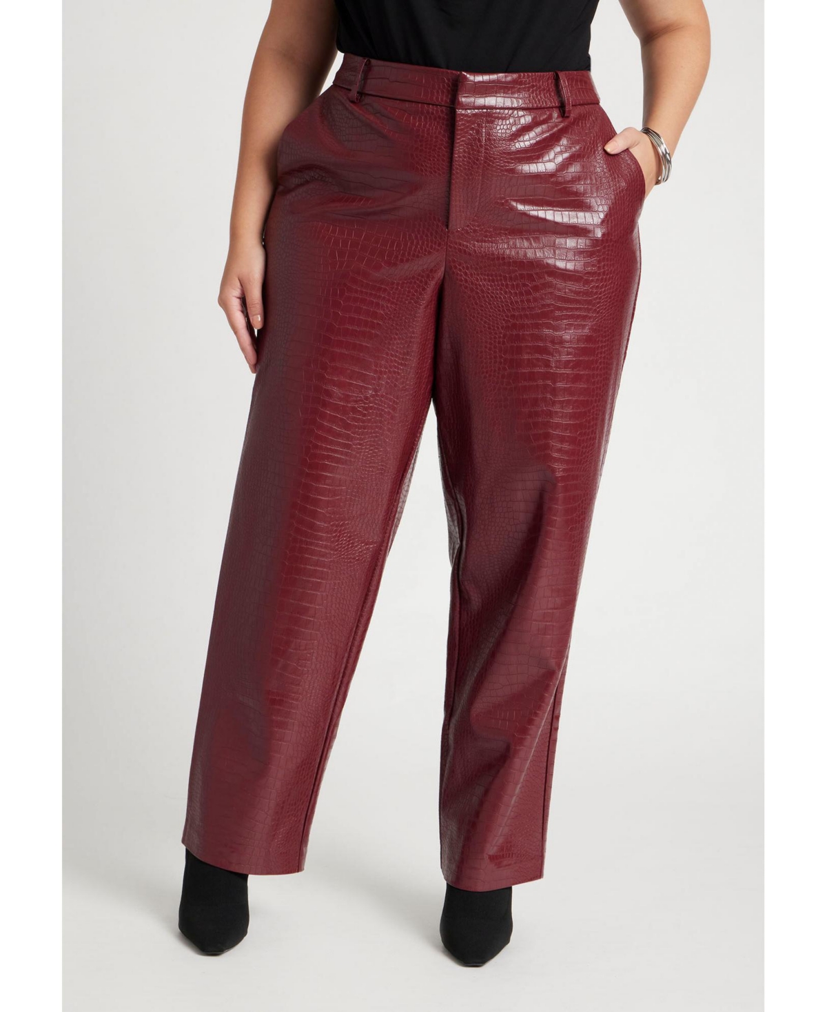 Eloquii Plus Size Croc Faux Leather Pant