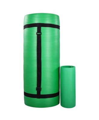 71"x24" Anti Tear Yoga Mat w/Strap, Knee Pad & Blocks, Green