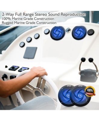 6.5" Low-Profile Marine LED Speakers, Waterproof, 240 Watt