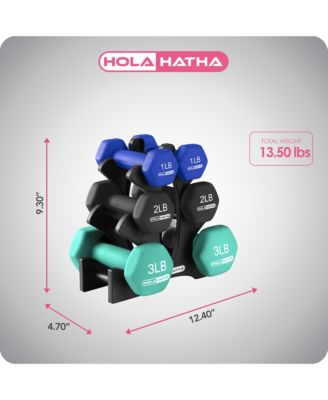 1, 2 and 3 lb Neoprene Dumbbell Strength Training Weight Set with Rack