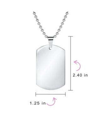 X-Large Plain ID Military Army Dog Tag Pendant Necklace Stainless Steel 24 Inch Ball Chain