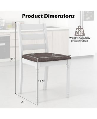 Wooden Dining Chair Set of 4 w/ Acacia Wood Legs Padded Cushion Ladder Back