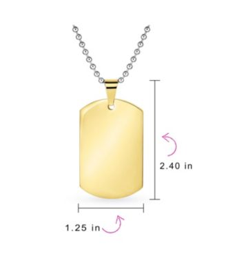 X-Large Military Dog Tag Pendant Necklace Stainless Steel 24 Inch Ball Chain