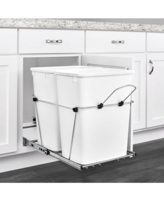 Double Pullout Trash Can 35 qt. for Kitchen, White, RV-18KD-11C S