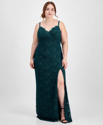 City Studios Trendy Plus Size Glitter Lace Spaghetti Strap Gown Macy s