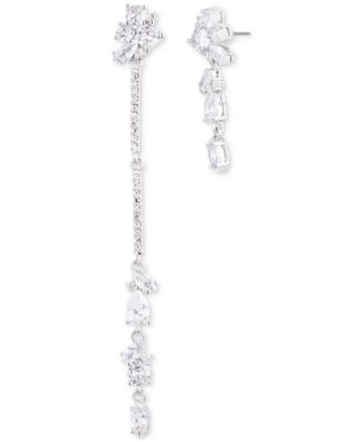 Silver-Tone Pav&eacute; & Crystal Mismatch Drop Earrings