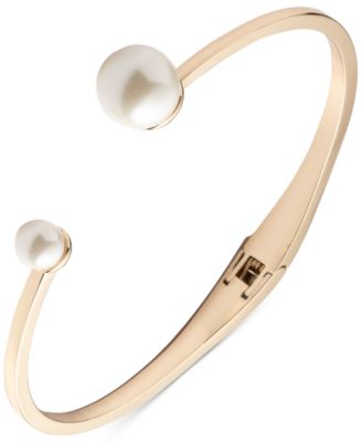 Gold-Tone Imitation Pearl Cuff Bracelet