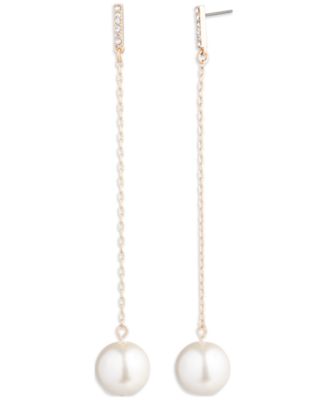 Gold-Tone Pav&eacute; & Imitation Pearl Linear Drop Earrings